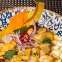 Ceviche de Corvina Brasa y Pisco
